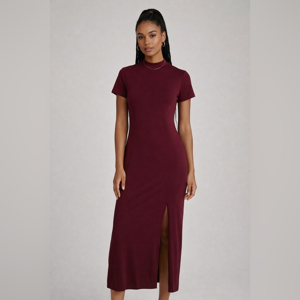 Chic Burgundy Midi Dress
